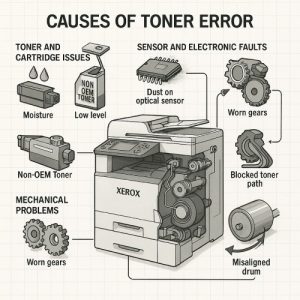 دلایل اصلی و فنی بروز خطای تونر (Toner Error)